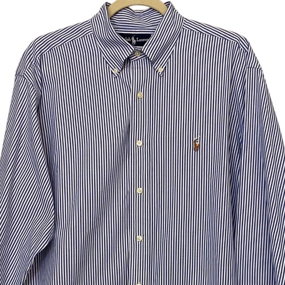 Ralph Lauren Mens Classic Fit Striped Button Down Shirt Long Sleeve Polo Pony 16 - Picture 6 of 11